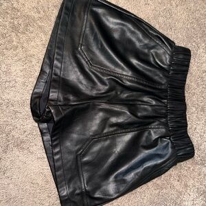 Black Leather Women's Shorts